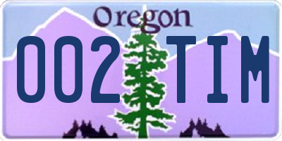 OR license plate 002TIM