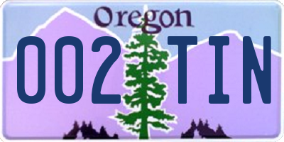 OR license plate 002TIN