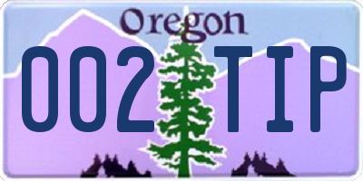OR license plate 002TIP