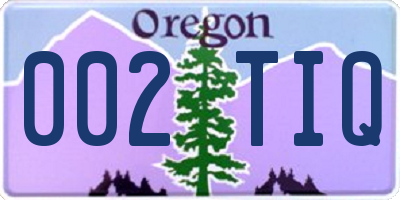 OR license plate 002TIQ