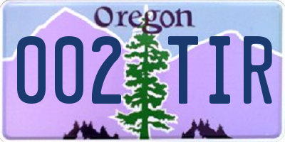OR license plate 002TIR