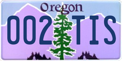 OR license plate 002TIS