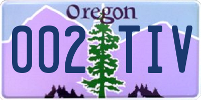 OR license plate 002TIV