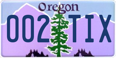 OR license plate 002TIX