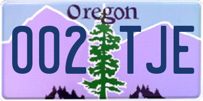 OR license plate 002TJE
