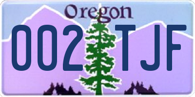 OR license plate 002TJF