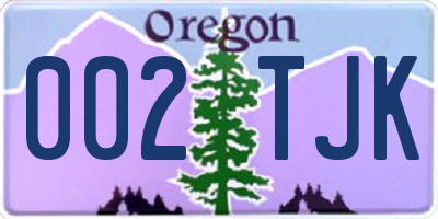 OR license plate 002TJK