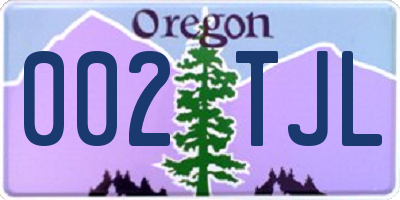 OR license plate 002TJL