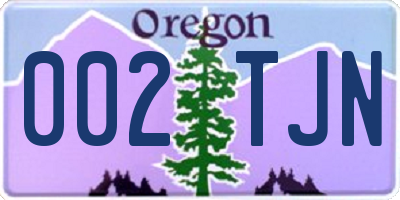 OR license plate 002TJN