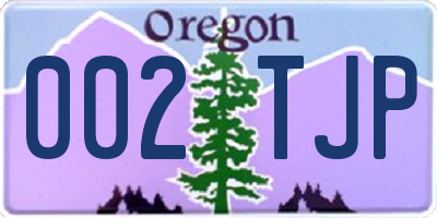 OR license plate 002TJP