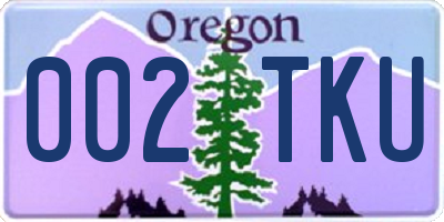 OR license plate 002TKU
