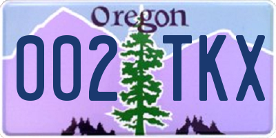 OR license plate 002TKX