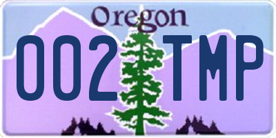 OR license plate 002TMP
