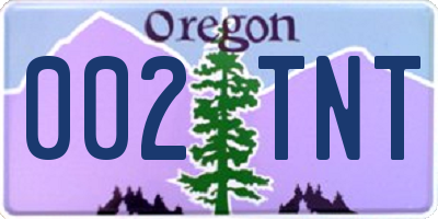 OR license plate 002TNT