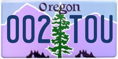 OR license plate 002TOU