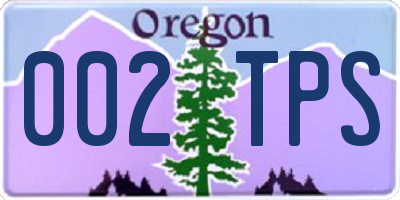 OR license plate 002TPS