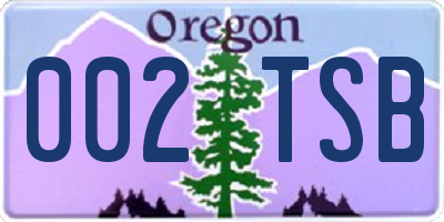 OR license plate 002TSB