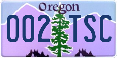 OR license plate 002TSC