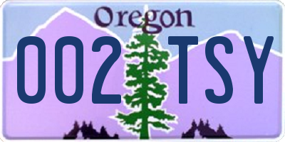OR license plate 002TSY