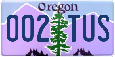 OR license plate 002TUS