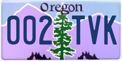 OR license plate 002TVK