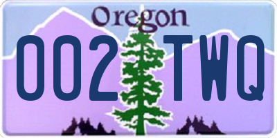OR license plate 002TWQ