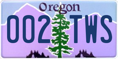 OR license plate 002TWS