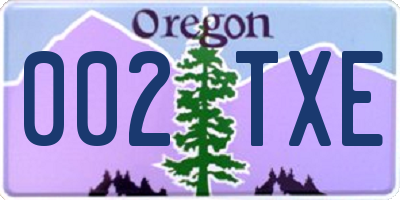 OR license plate 002TXE