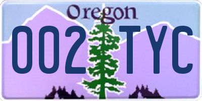 OR license plate 002TYC