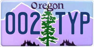 OR license plate 002TYP