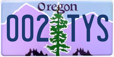 OR license plate 002TYS