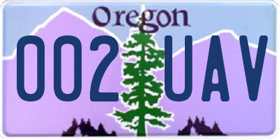 OR license plate 002UAV