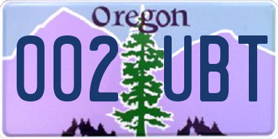 OR license plate 002UBT