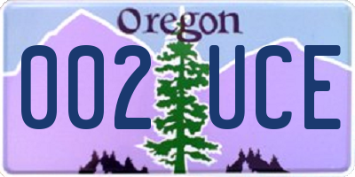 OR license plate 002UCE