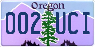 OR license plate 002UCI