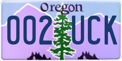 OR license plate 002UCK