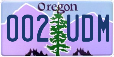 OR license plate 002UDM
