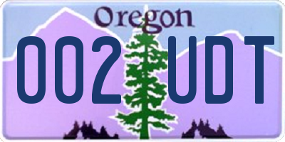 OR license plate 002UDT