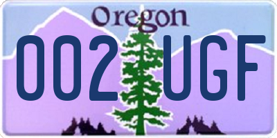 OR license plate 002UGF