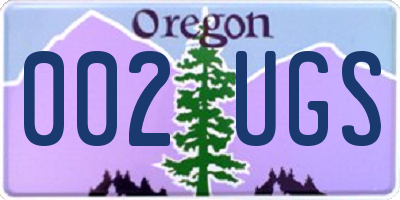 OR license plate 002UGS