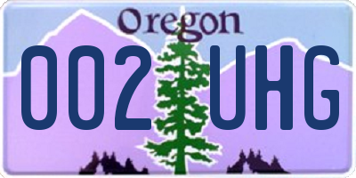 OR license plate 002UHG