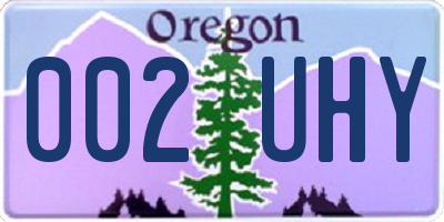 OR license plate 002UHY