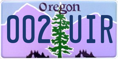 OR license plate 002UIR