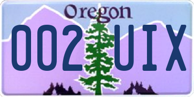 OR license plate 002UIX