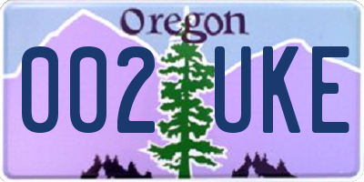 OR license plate 002UKE