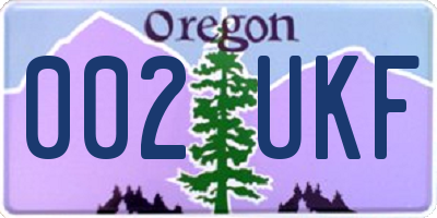 OR license plate 002UKF