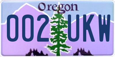 OR license plate 002UKW