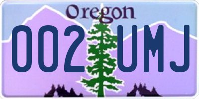 OR license plate 002UMJ
