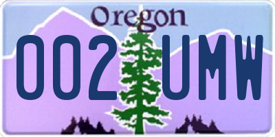 OR license plate 002UMW