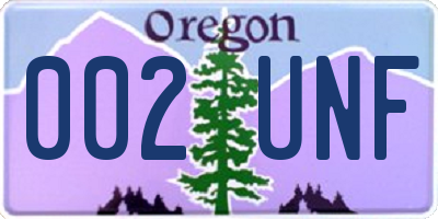 OR license plate 002UNF